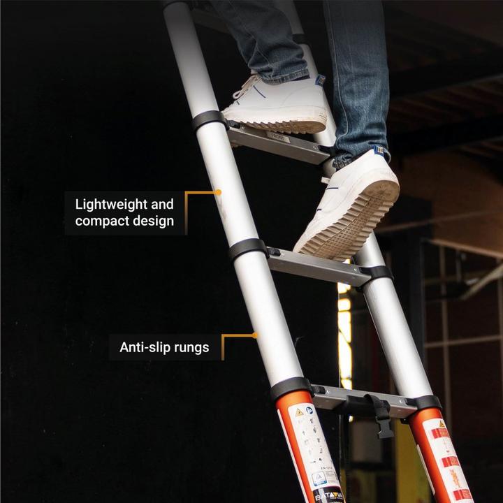 Actual product image Batavia Telescopic ladder 2.93m - Softclose & Anti -slip - Giraffe Air - Suitable for inside and outside.Lig (Telescopic ladder, 293 cm)