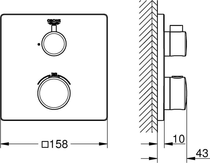 Actual product image Grohe Grohtherm thermostatic shower mixer