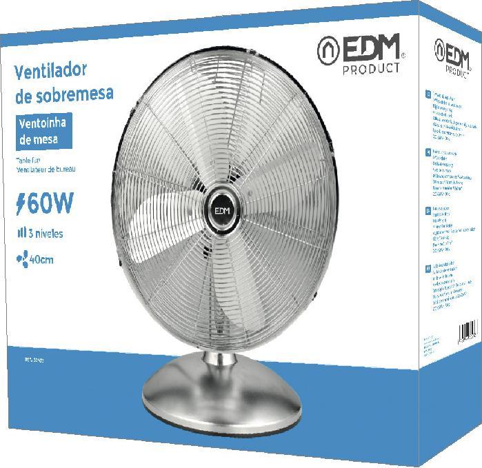 Produktbild EDM Enzo Tafelventilator 40cm draaiend 60W chroom - 8652550 (61.70 dB)