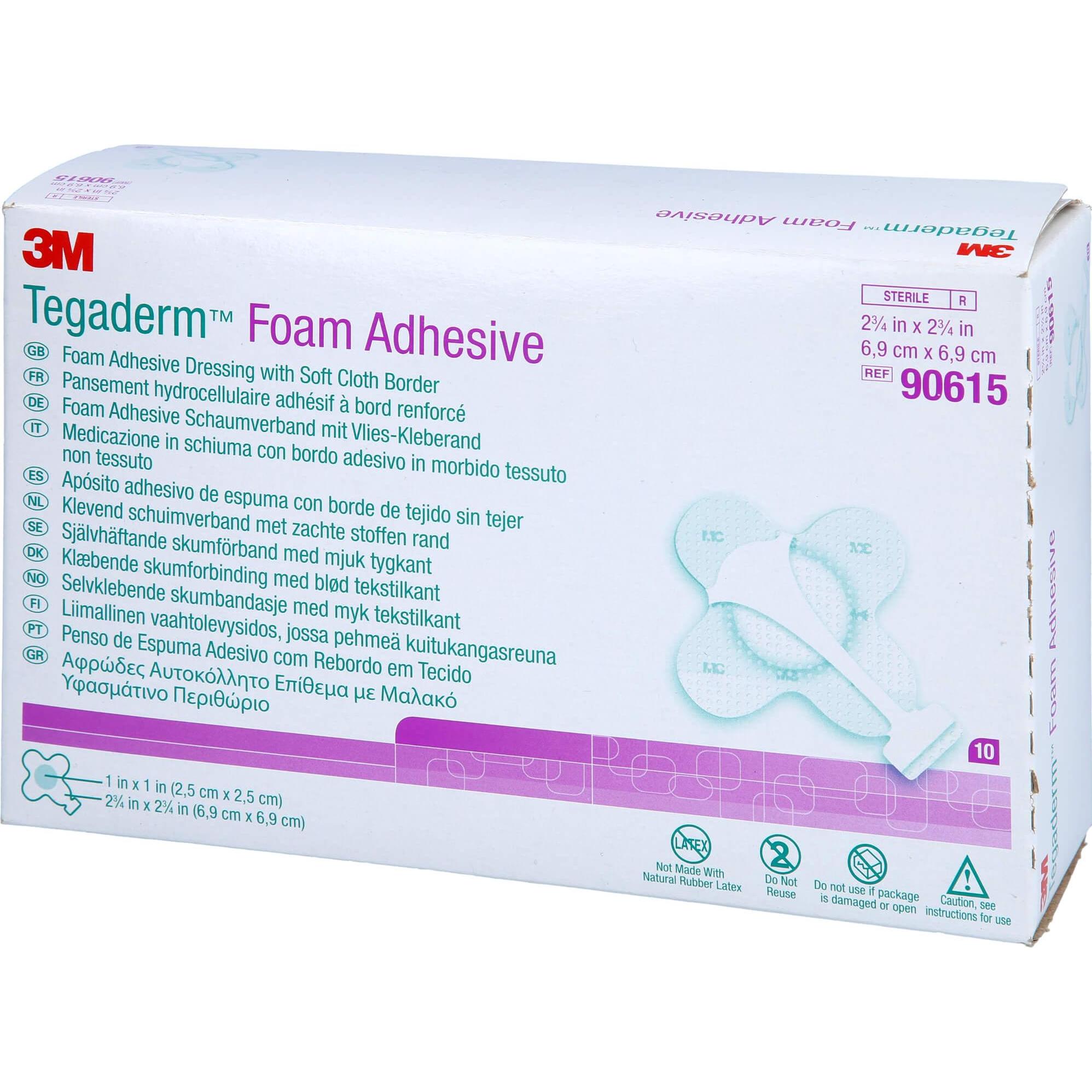 3M, Verbandsmaterial, Tegaderm Foam Adhesive 6,9x6,9 cm kreuzf.90615, 10 St VER