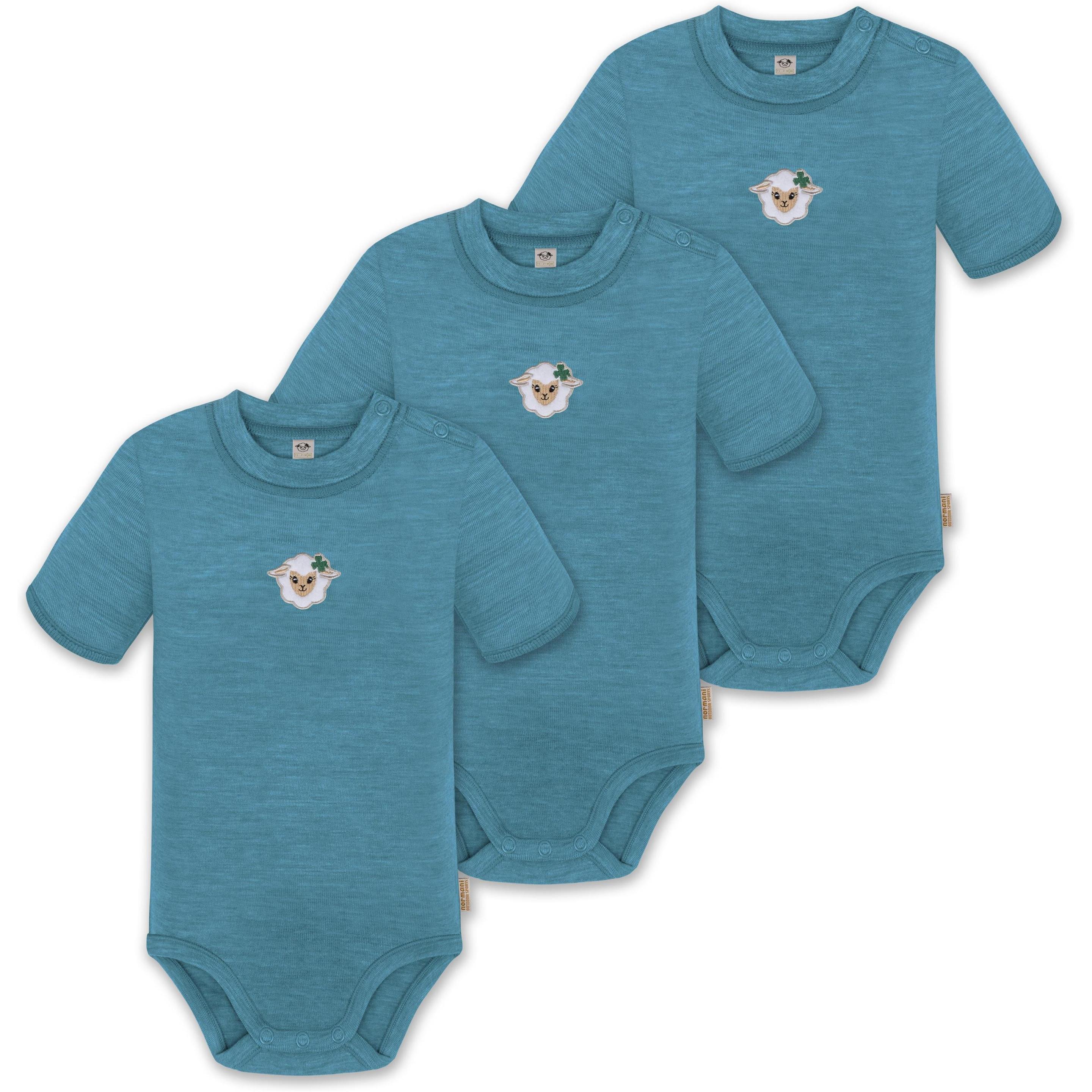 Normani, Herren, Body, 3er Set Baby Merino Kurzarmbody „Tihoi" - 9311, Blau, (56)