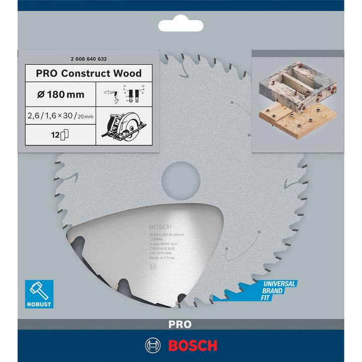 Produktbild Bosch Professional Zubehör PRO Construct Wood Kreissägeblatt, 180 x 2,6 x 30 mm