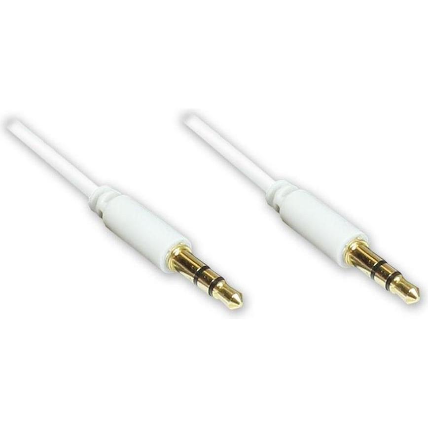 Varia Anschlusskabel Klinke 3,5mm Stecker an Stecker (3-polig), Slim-Ausführung, weiss, 2m (2 m, Connettore da 3,5 mm (AUX)), Cavo audio