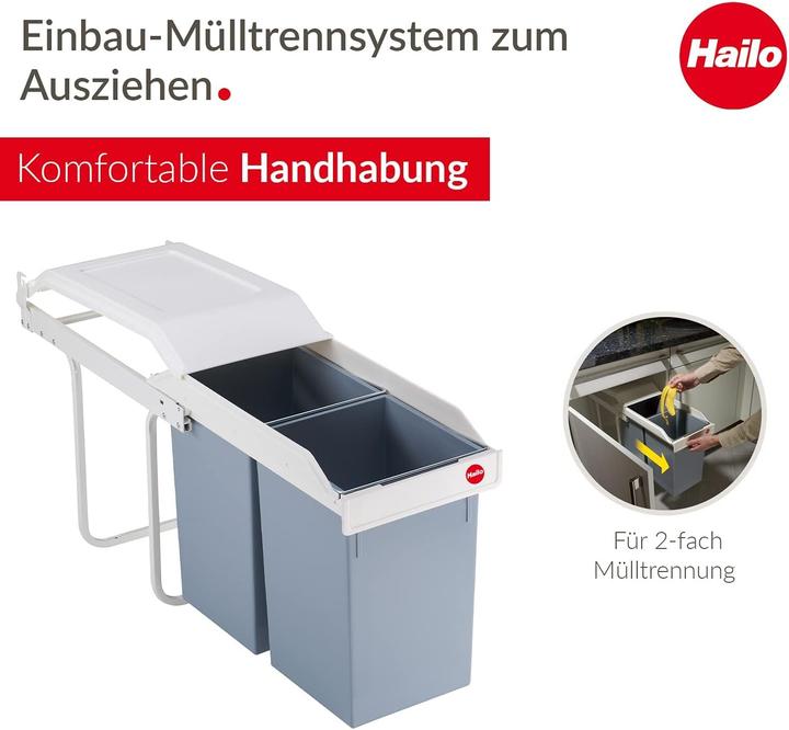 Produktbild Hailo Multi-Box duo L, Einbau-Mülleimer, 2x14 ltr (30 l)
