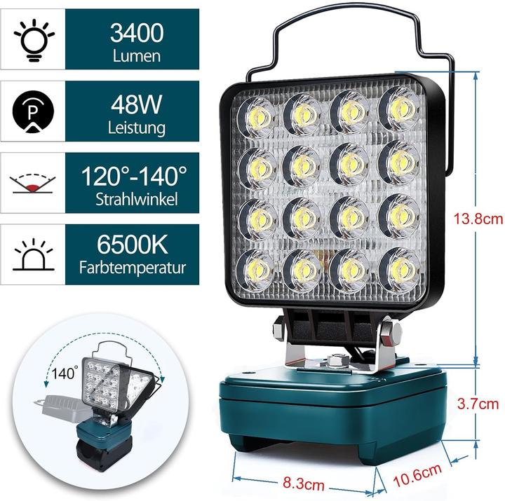 Produktbild ‎Edtran LED Arbeitsleuchte 18V Akku (6000 lm)