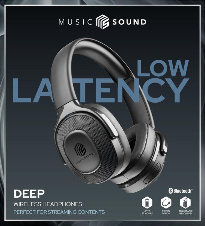 Image du produit Music Sound Music+Sound DEEP Écouteurs Bluetooth noir on-ear autonomie max.25h 1 (Pas de réduction du bruit, 25 h, Sans fil)