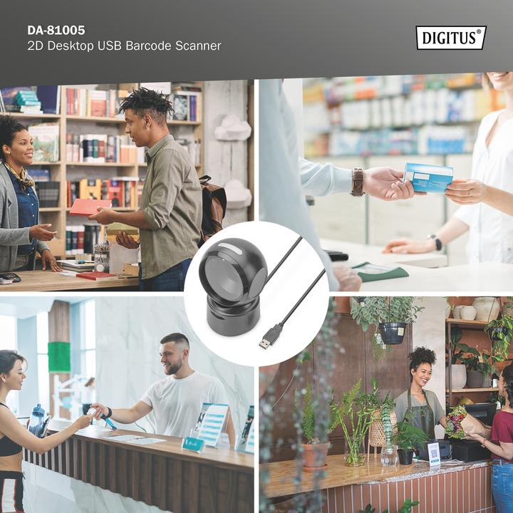 Produktbild Digitus 1D 2D Barcode Scanner Desktop (2D-Barcodes, 1D-Barcodes, QR-Code)