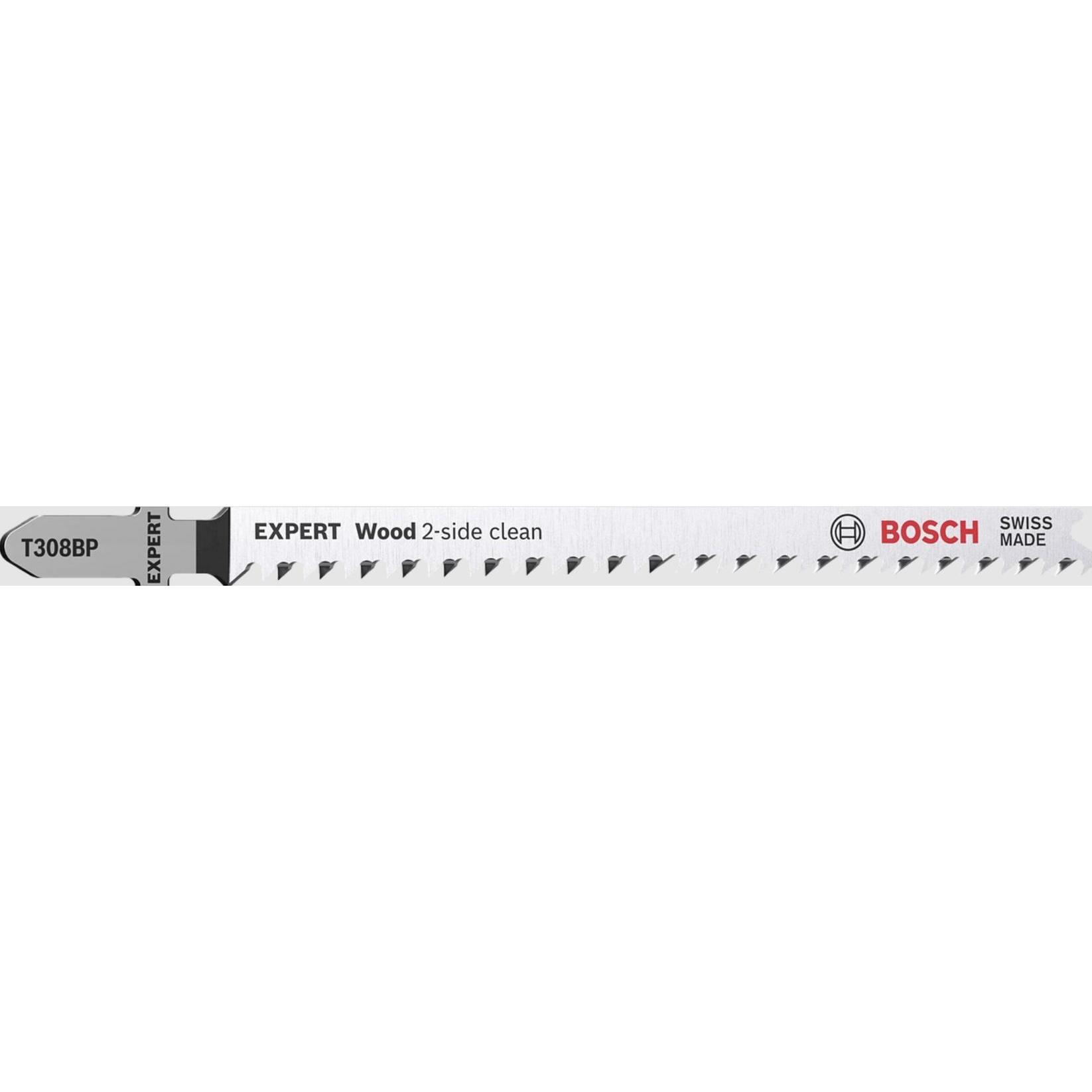 Bosch Professional Zubehör, Sägeblatt, EXPERT ‘Wood 2-side clean’ T 308 BP Stichsägeblatt, 3 Stück