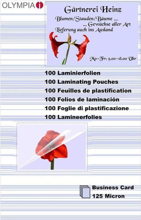 Olympia Visitekaartjes Lamineerfolies (Speciaal, 100 Pcs., 125 µm)