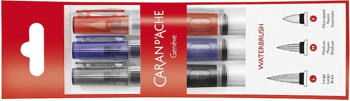 Caran d'Ache Pinsel mit Wasserreservoir im 3er Set (15 mm)