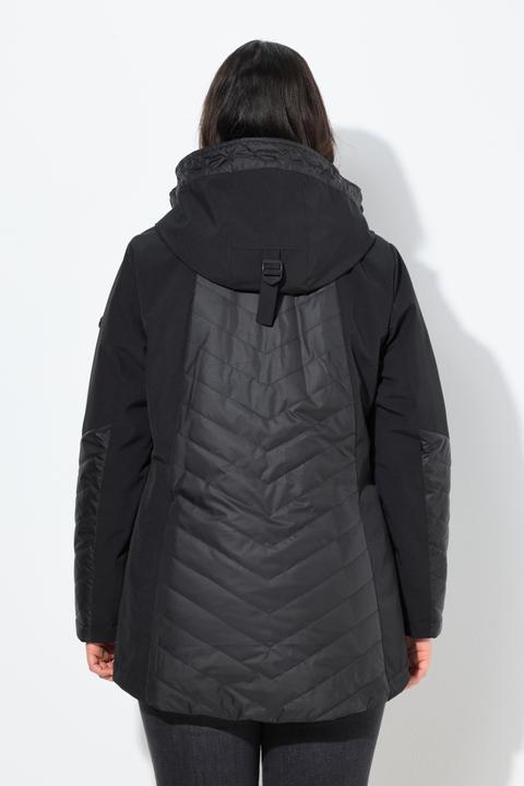 Immagine prodotto Ulla Popken Giacca di softshell HYPRAR per le intemperie con taglio svasato, cappuccio e trapuntatura (42, 44)