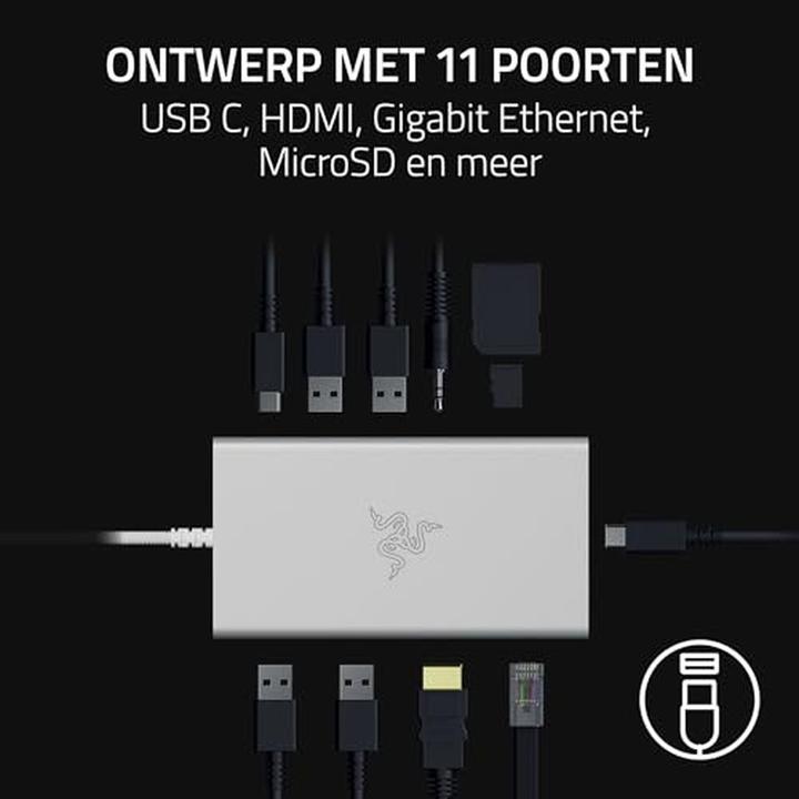 Actual product image Razer USB-C Dock - Mercury Edition (USB-C, 11 ports)