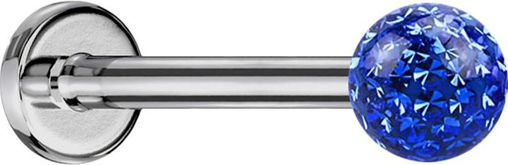 Immagine prodotto Star Piercing Micro Labret argento con sfera di cristallo blu scuro e strato protettivo epossidico (senza ottone, Titanio G23)