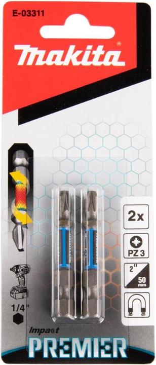 Actual product image Makita IMPACT TORSION SCREW BIT PZ3-50MM 2PCS (PZ3)
