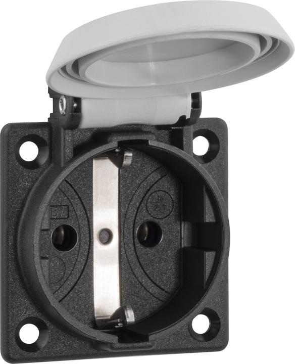 Produktbild ABL SCHUKO Einbausteckdose, grau, IP54, mit Schraubanschluss