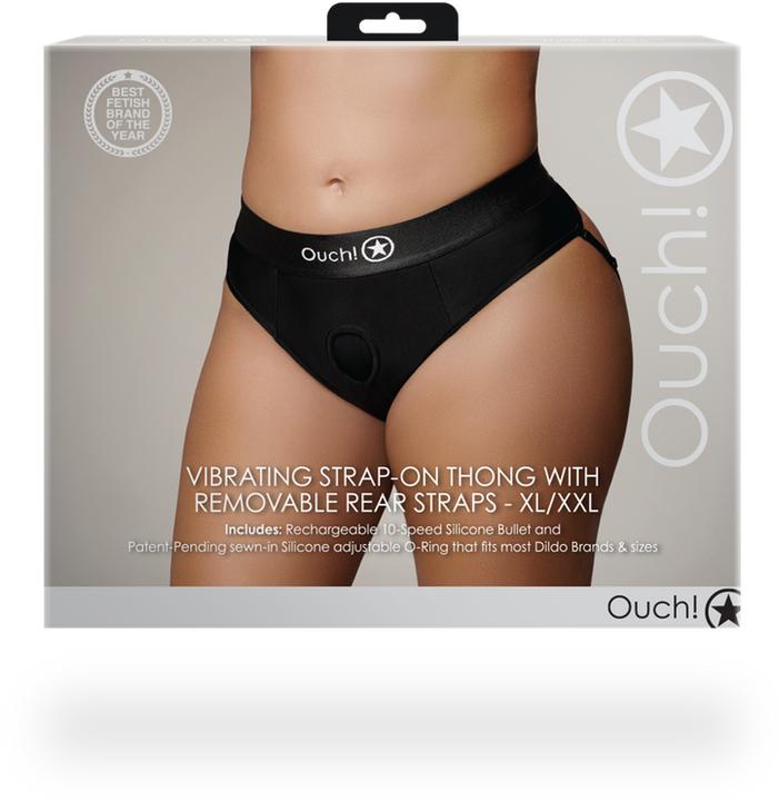 Actual product image Ouch! Vibrating Strap-on Thong with Removable Rear Straps - XL/XXL