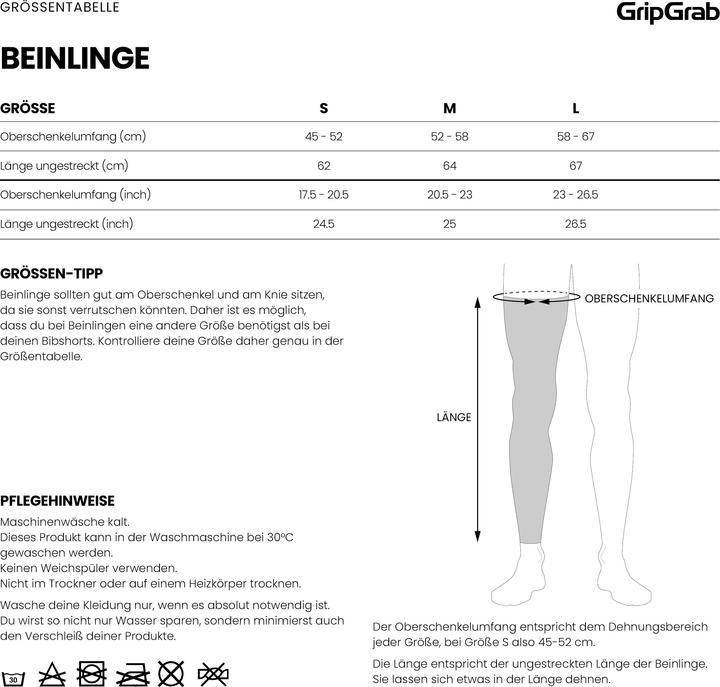 Nährwerte und Zutaten GripGrab Classic Leg Warmers (M)