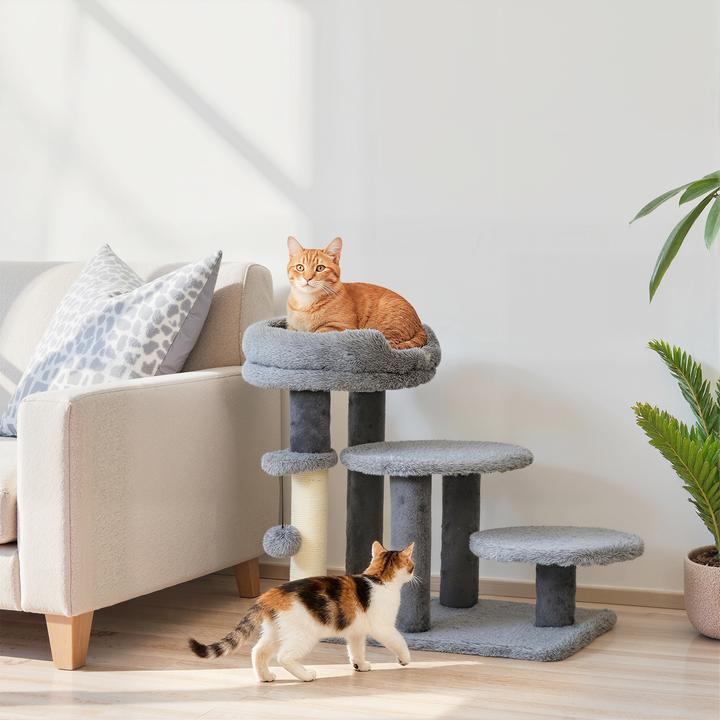 Image du produit PawHut Katzentreppe Spanplatte, Polyester Grau (Chat, Chien, Lavable)
