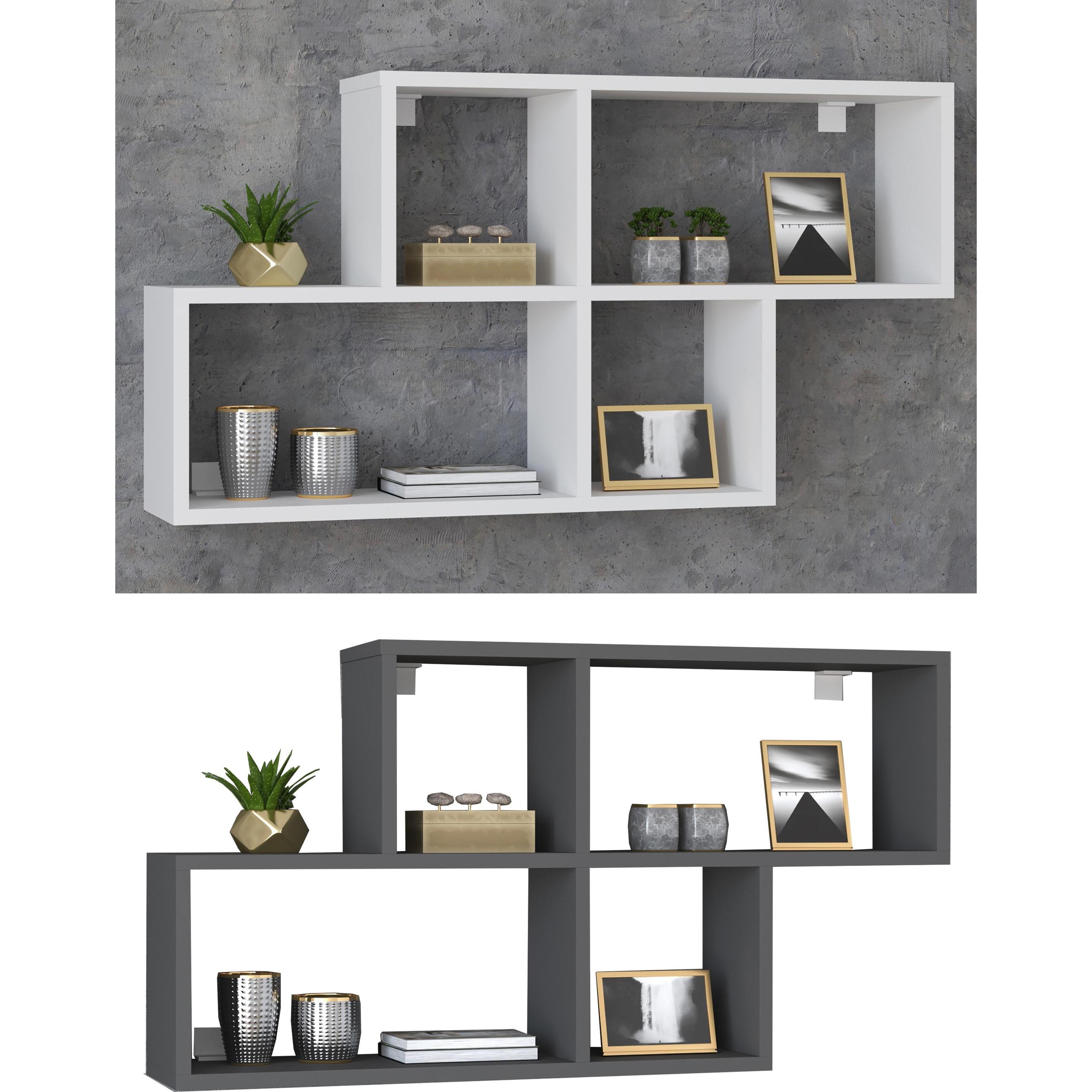 VCM, Regal, Holz Wandregal Hängeregal Regal Bücherregal Wandboard Deko Board Lusas (100 x 20 x 53 cm)