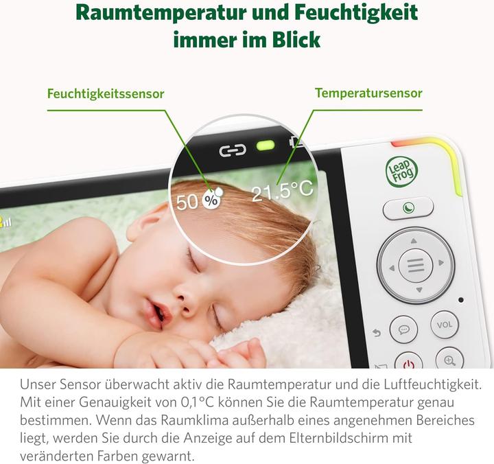 Produktbild Leapfrog Babyfon mit Kamera, 720p HD-Display, App, WLAN, Temperatur- und Feuchtigkeitssensor (Babyphone mit Kamera, 300 m)