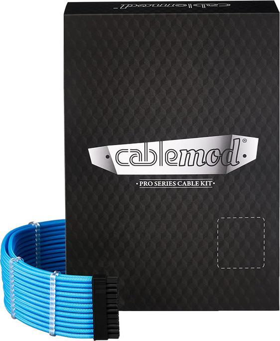 Actual product image CableMod C-Series PRO ModMesh 12VHPWR Cable Kit for Corsair RM, RMi, RMx (Black Label) - light blue