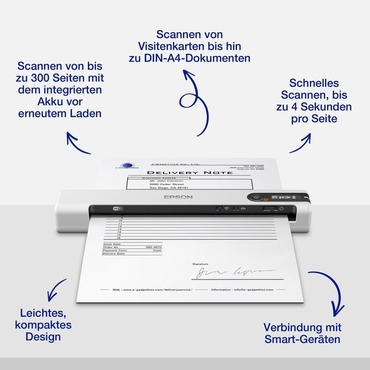 Actual product image Epson WorkForce DS-80W (WLAN, USB)