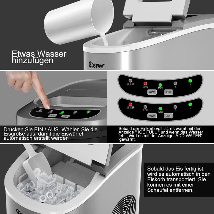 Image du produit Costway Machine à glace 12Kg/24h, argent