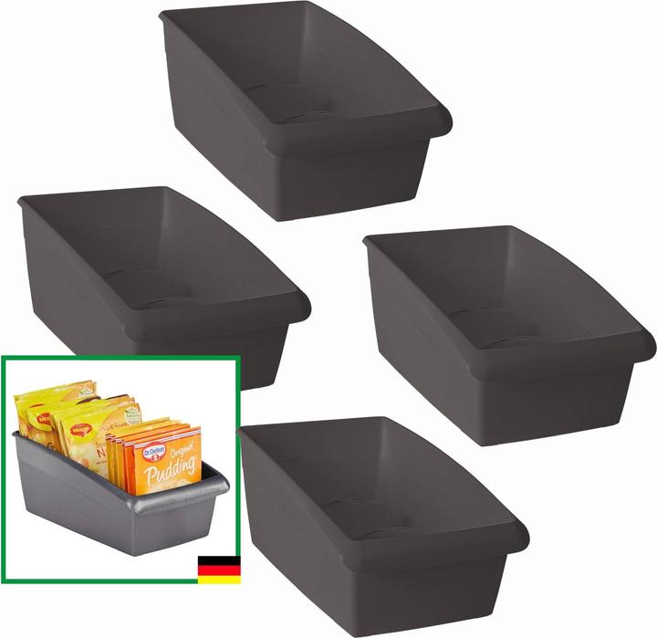 Produktbild Novaliv Suppentütenbox 4er Sparset Schubladen Organizer Küche - 25 x 16 cm ANTHRAZIT GRAU (16 cm, 4x)