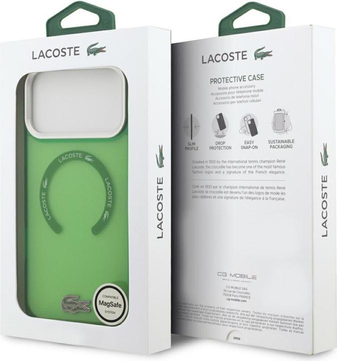 Actual product image Lacoste Shockproof Transparent Frosted MagSafe Case for iPhone 17 Pro Max Green (Apple iPhone 17 Pro Max)