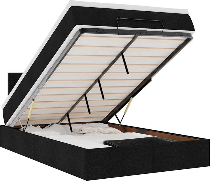 Produktbild vidaXL Ottoman-Bett mit Matratzen Schwarz 200x200 cm Stoff (200 x 200 cm)