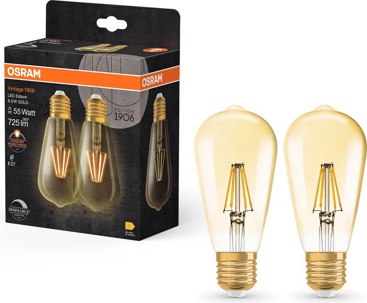 Image du produit Osram Vintage 1906 (E27, 6.50 W, 725 lm, 2 x, E)