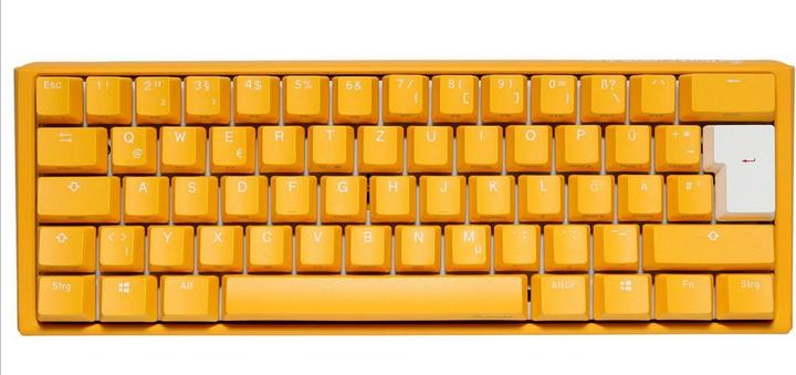 Actual product image Ducky One 3 yellow mini gaming keyboard, RGB LED - MX-Silent-Red (DE, Cable)
