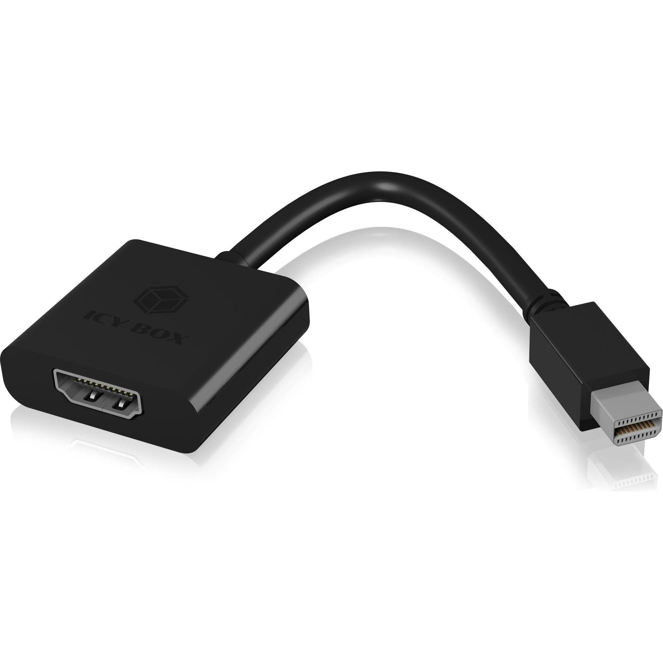 RaidSonic Mini DP™ 1.1 zu HDMI (1.3) Adapter 1920x1200@60 Hz (Mini DP, 4.30 cm), Data + Video Adapter, Schwarz