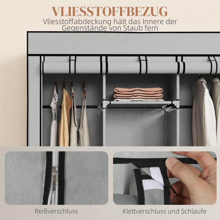 Immagine prodotto Homcom Stoffschrank Stahl, Vliesstoff Hellgrau