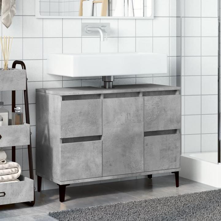 Produktbild VidaXL Waschbeckenunterschrank Unterschrank Badschrank Betongrau Holzwerkstoff (80 x 33 x 60 cm)