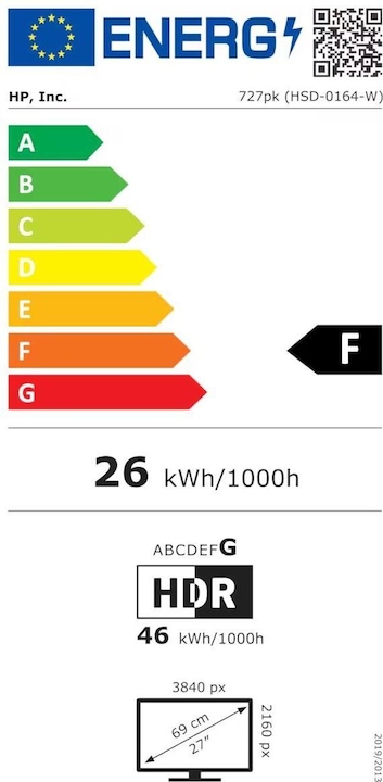 Energie-Label HP 727pk Docking Display (3840 x 2160 Pixel, 27")