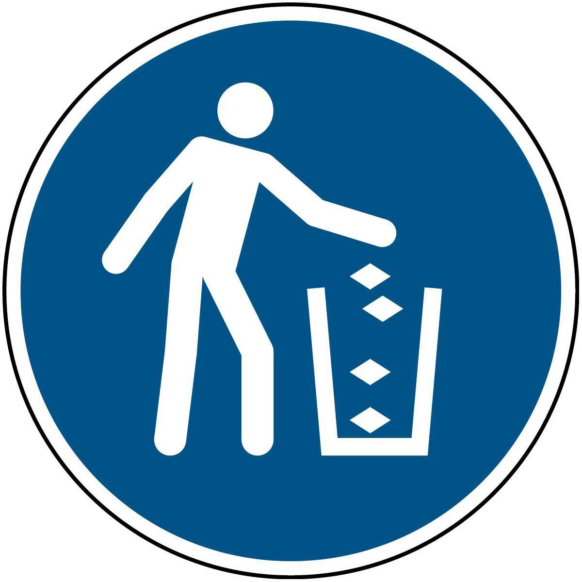 Brady, Informationsschild, ISO-Sicherheitsschild - Abfallbehälter benutzen