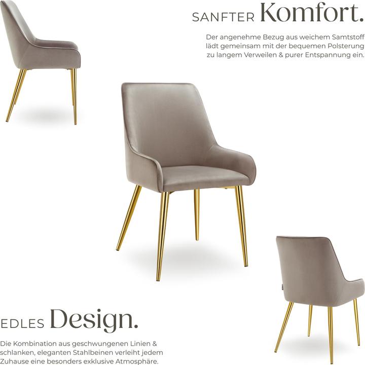 Actual product image tectake Avane upholstered chair, velvet look, load capacity 120 kg