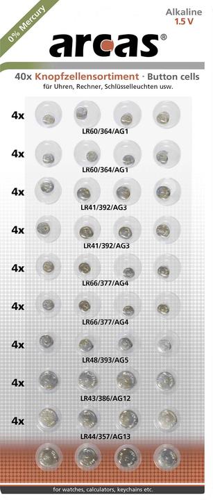 Actual product image Arcas Button cell set 40 pcs (40 pcs., AG12, AG4, LR41, LR44)