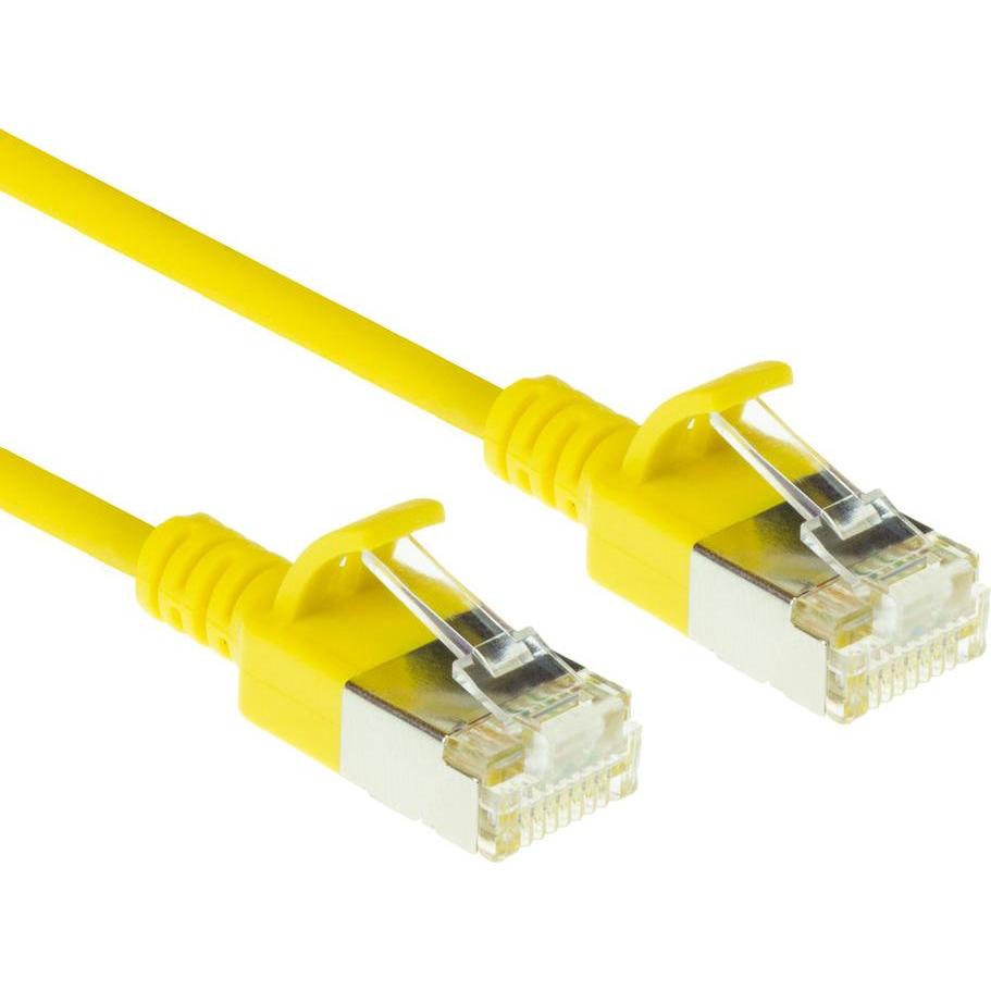 ACT Yellow 3 meter LSZH U/FTP CAT6A datacenter slimline patch cable snagless with RJ45 connectors (U/FTP, CAT6a, 3 m), N...