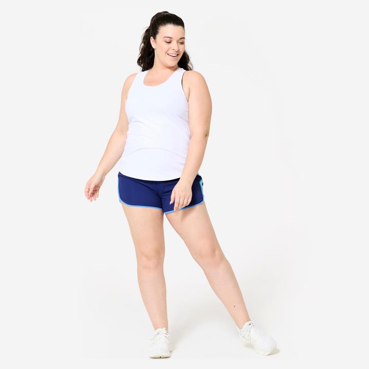 Image du produit Domyos short de fitness court et léger, marine bande bleu ciel (M)