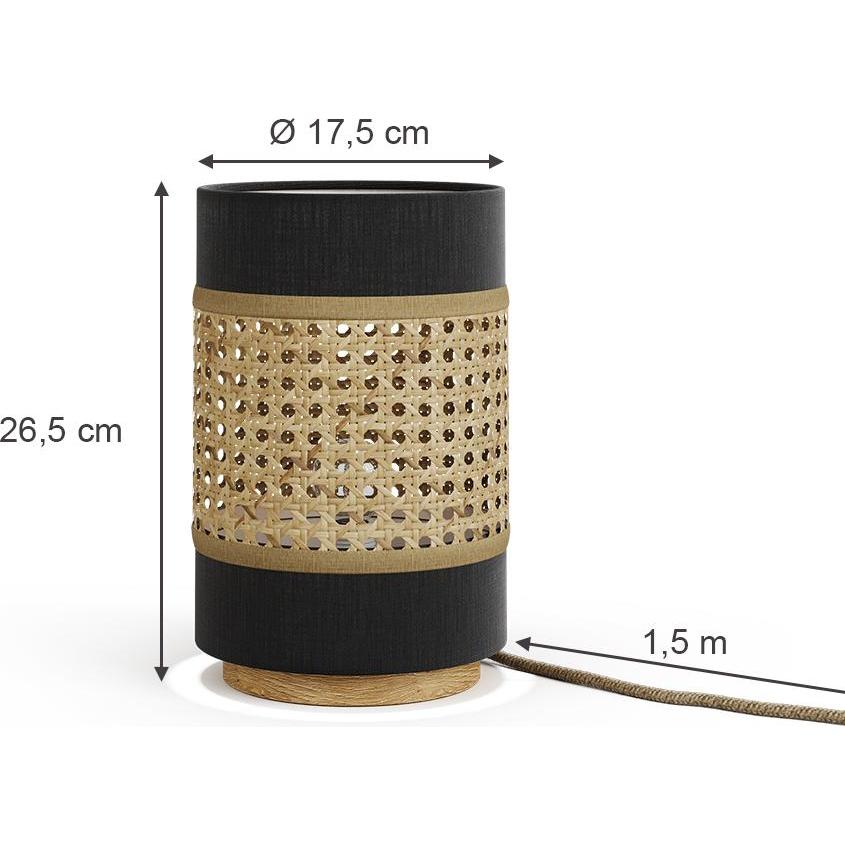 Thumbnail - Vicco, Tischlampe, Tischlampe Morten, Rattan/Schwarz, 17.5 x 26.5 cm (E27)