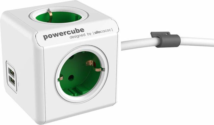 Image du produit Allocacoc PowerCube Extended, unité de distribution d'énergie avec ports USB, 4 prises, 1.5m, blanc/gris (4x, CEE 7/3, CEE 7/4, CEE 7/7, PECO 7/5, Type 13, 1.50 m)