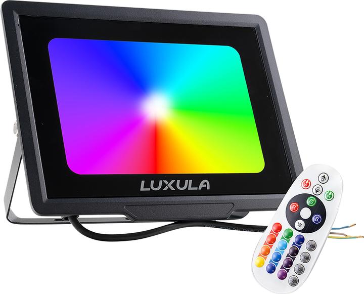 Image du produit Luxula Projecteur à LED RGB LX400184, 100W, IP65, noir, avec télécommande (IP65)