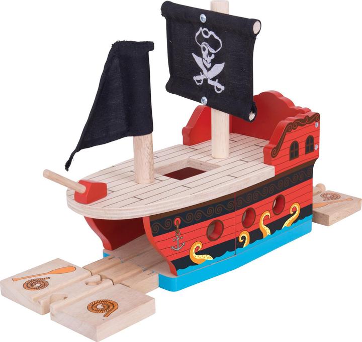 Bigjigs Hölzerne Schienen-Piratenschiff