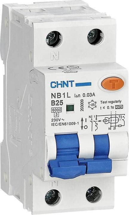 Produktbild Chint 203009 FI-Schutzschalter/Leitungsschutzschalter 1polig 25A 0.03A 240 V, 415V