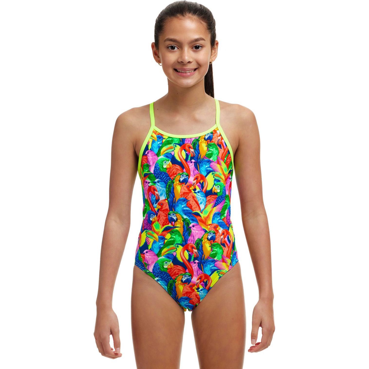 Thumbnail - Funkita, Mädchen, Badeanzug, Girl's Diamond Back One Piece Bright Birds, Mehrfarbig, (176)
