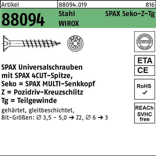 Energie-Label Spax Spanplattenschrauben SK PZ2 5,0x70 mm (200 Schrauben pro Stück)