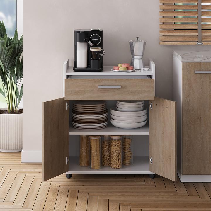 Produktbild Vicco Rollcontainer Ansel, Weiss/Sonoma, 60 x 40 cm mit Schubladen