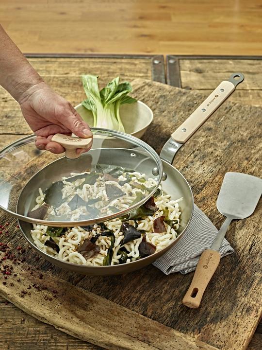 Actual product image de Buyer Glass lid with wooden knob Ø 24cm fits 8780 & 8788 (24 cm, Metal, Glass, Wood)